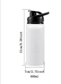White aluminium sports cycling water bottle in 600ml and 750ml sizes for outdoor hydration