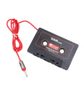 Black cassette adapter for MP3 players and mobile phones to car stereo with 3.5mm jack plug