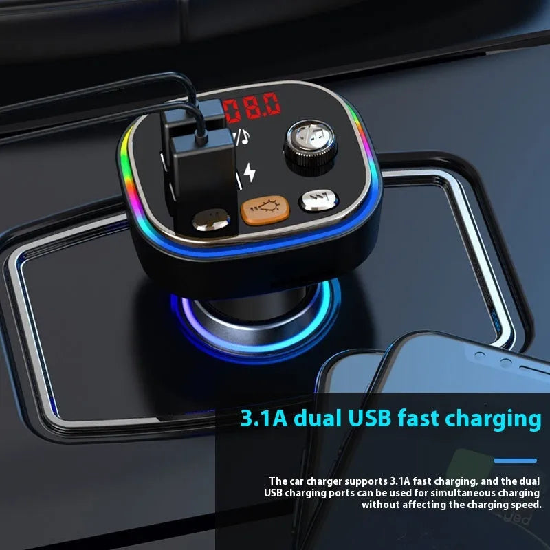 C20 black car MP3 Bluetooth player FM transmitter with digital display and RGB light