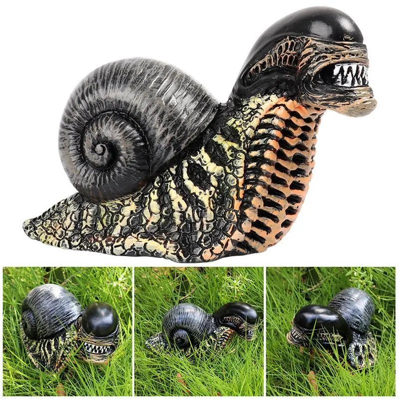 Resin evil snail sculpture with modern simple design for indoor or outdoor decor