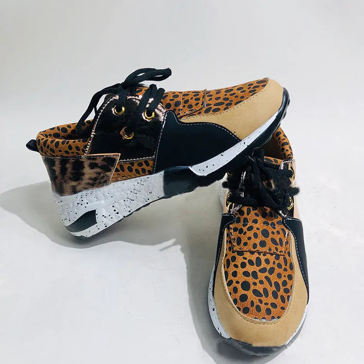 Women's casual wedge-heel sports sneakers in multiple colour patterns with suede upper and round toe
