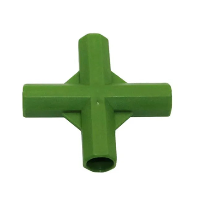 PP plastic three-way and four-way garden stake connectors for 11mm poles