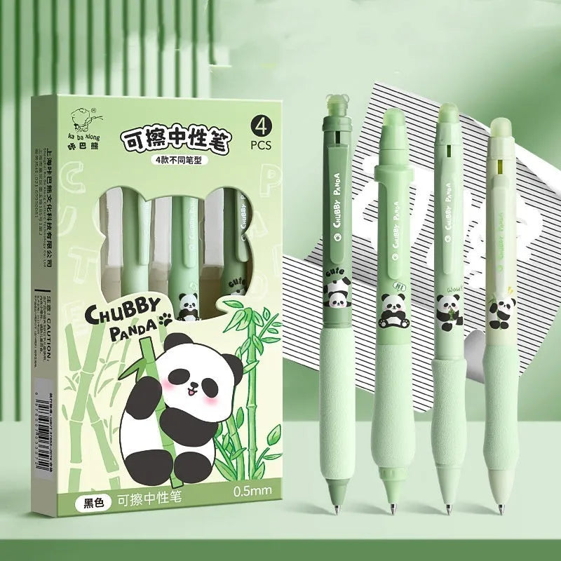 Cartoon printed erasable gel pen with 0.5mm tip in black and crystal blue ink options