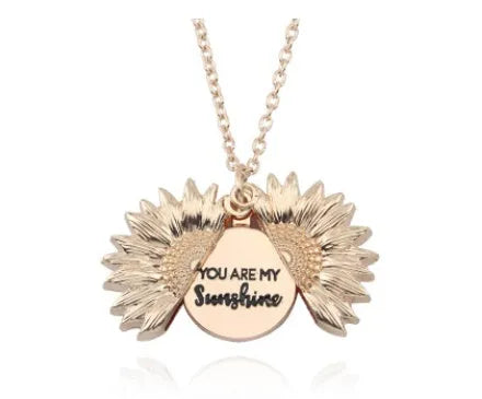 Sunflower double lettering necklace in ancient gold finish with 25mm square pendant on 45cm chain