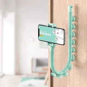 Flexible lazy bracket phone holder with suction cup mount in extended position