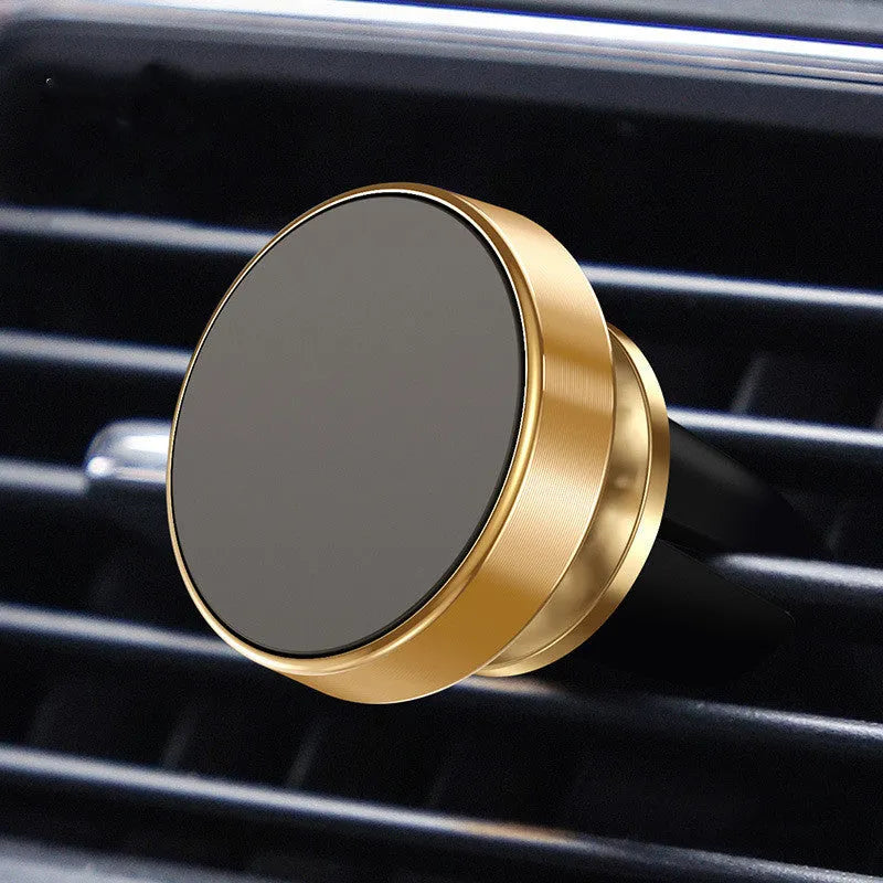 Aluminium alloy magnetic car phone holder in black, gold, and silver colours