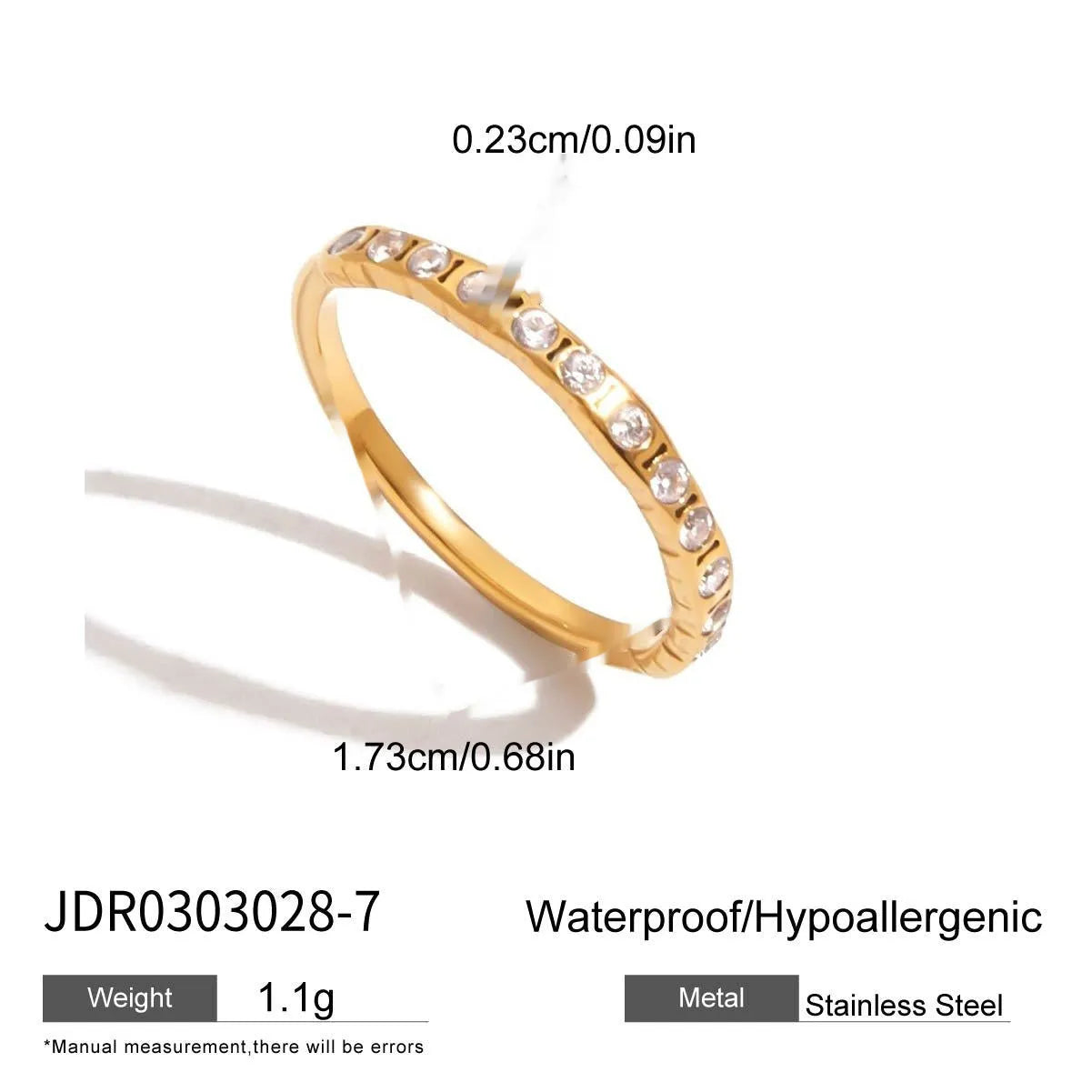 Geometric titanium steel zircon ring in silver tone on a grey background.