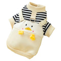Korean style pet sweatshirt with duck design on small dog, autumn winter clothing