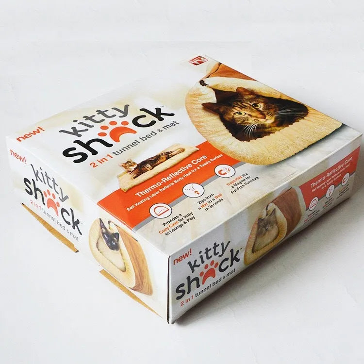 Brown cat tunnel with suede and plush fabric, 90x57cm, featuring built-in ringing paper for rustling sound