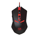 Black red USB wired gaming mouse with six buttons on ergonomic design