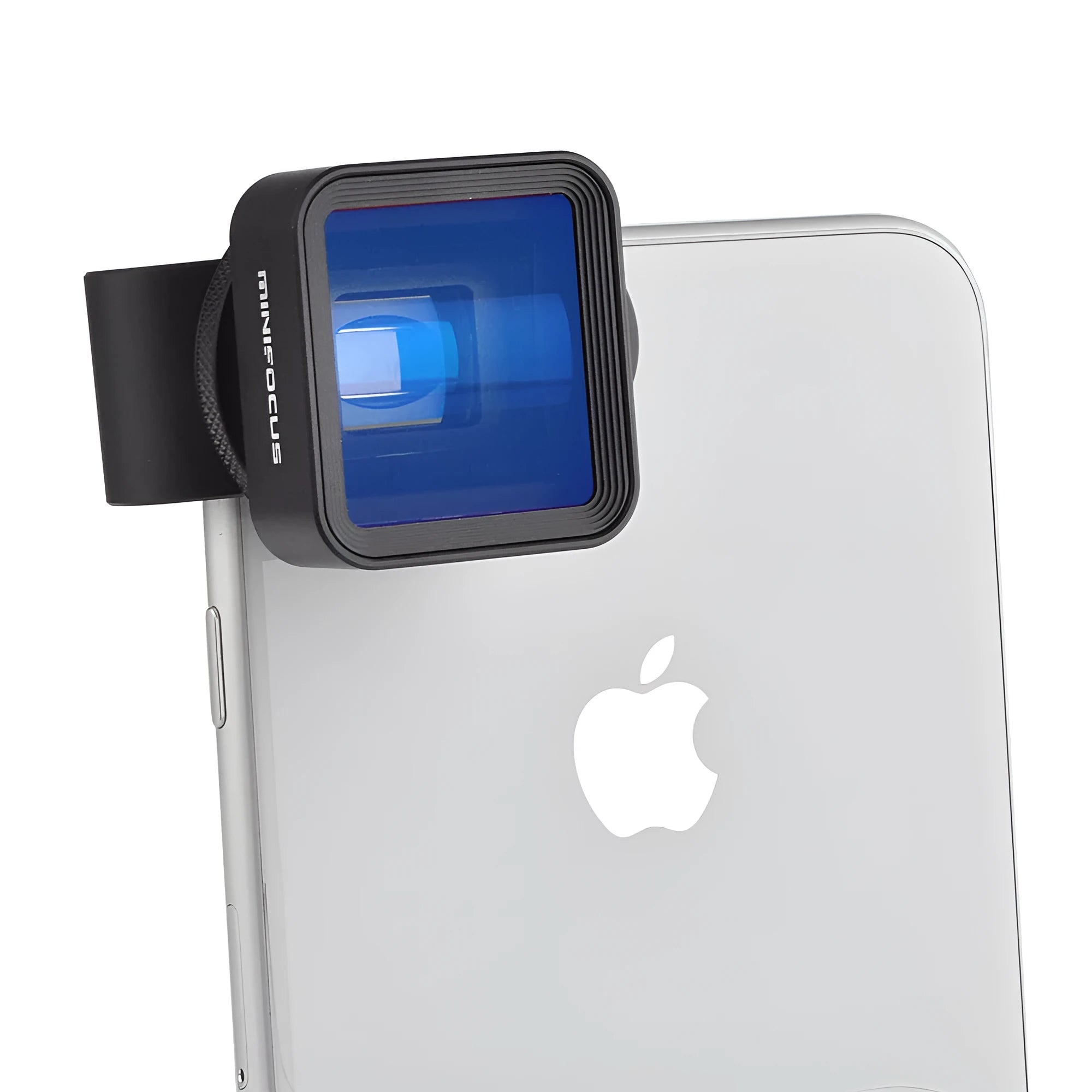Black 1.33X anamorphic lens on aluminium clip for smartphone filmmaking with 2.4:1 widescreen ratio