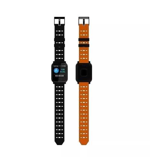 A6 colour screen smart bracelet in black, blue or orange with zinc alloy body and silicone strap