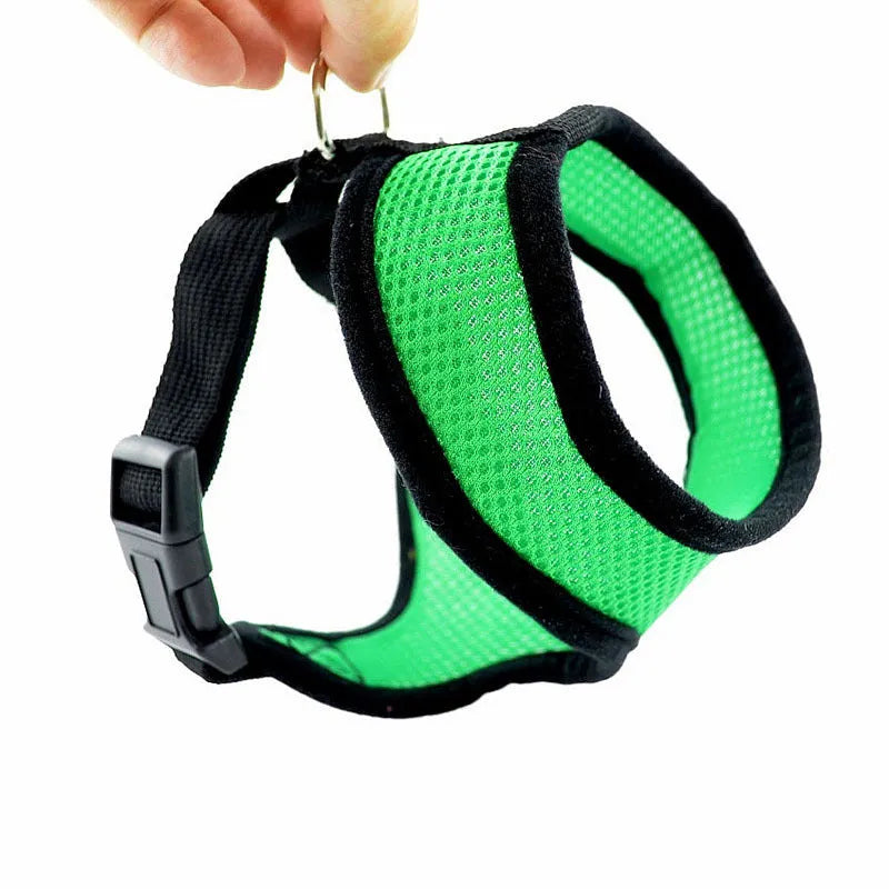 Pet puppy small dog cat padded nylon vest, adjustable chest, black colour, outdoor walks