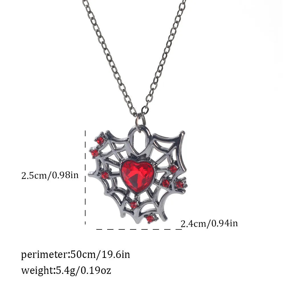 Halloween necklace with zinc alloy pendant showing bat, spider and celestial designs in electroplated colours