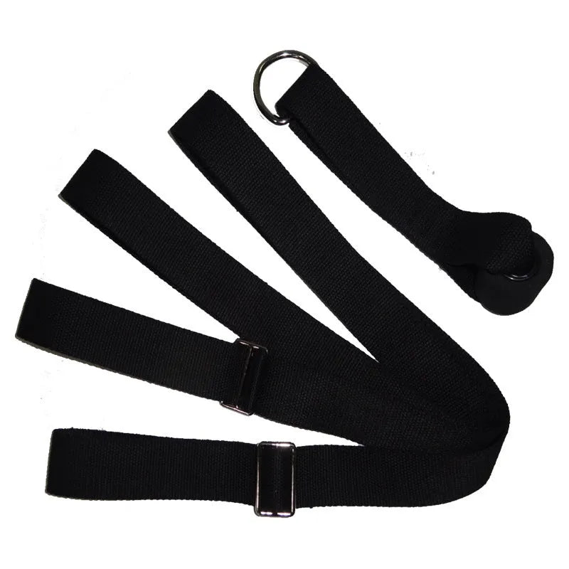 Adjustable yoga lacing belt in military green colour with easy-release buckle, 3m length