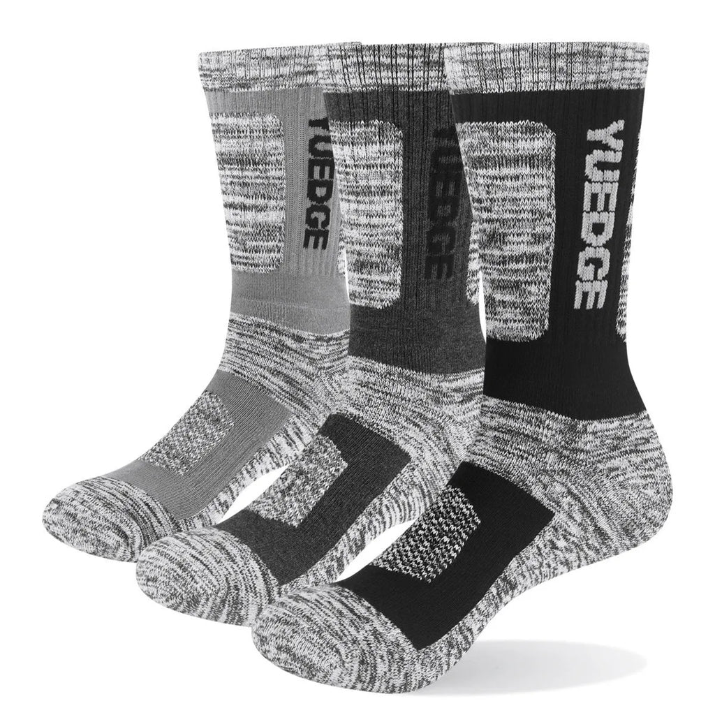 Medium tube men's basketball socks in mixed colour, combed cotton, breathable sports socks with thick cushion