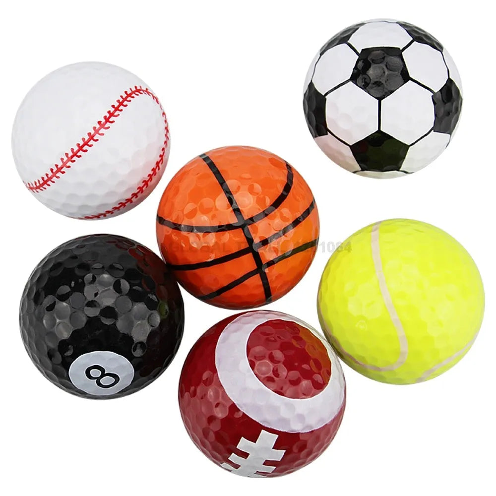 Golf practice ball with Surlyn cover and seamless dimple design, random colour, on green surface