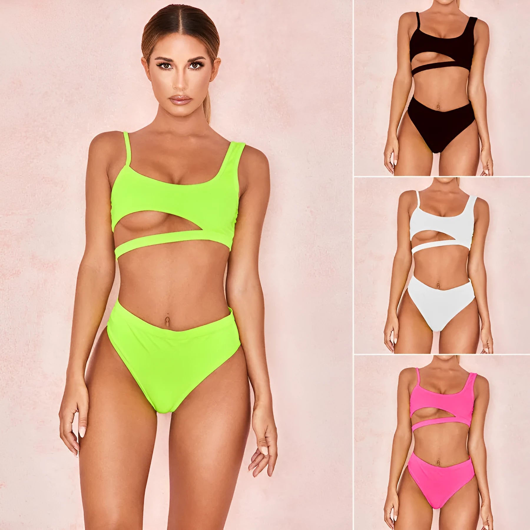 Women's solid colour one-piece swimsuit with chest pad in black, front view