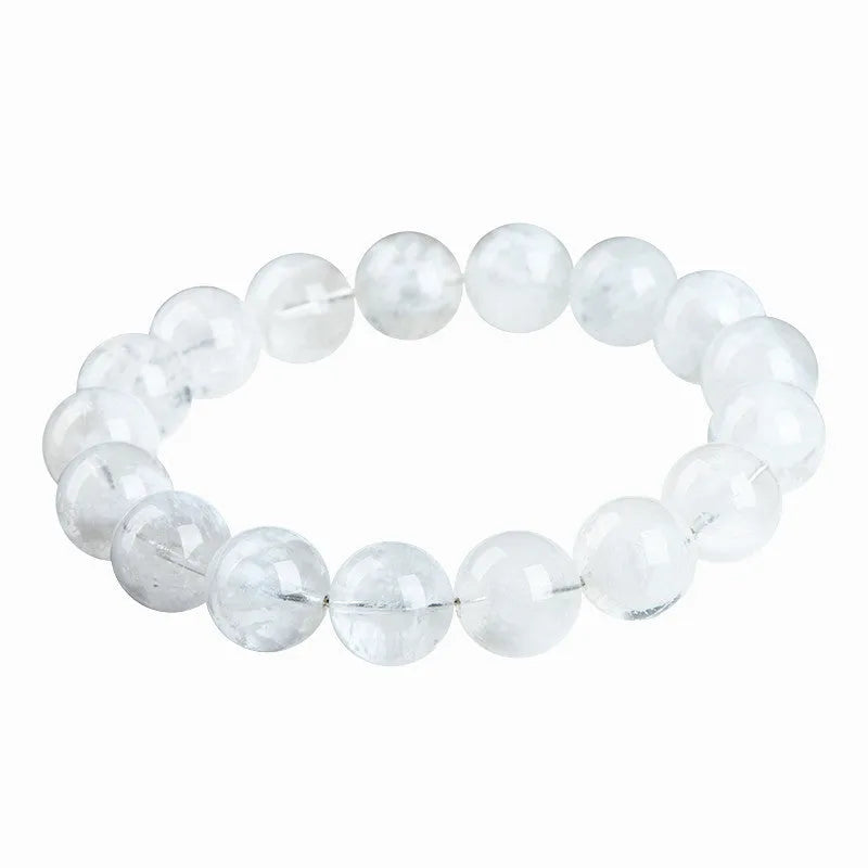 Women's crystal bracelet with natural blizzard snowflake round beads featuring Ruyi and Xiangyun traditional design elements