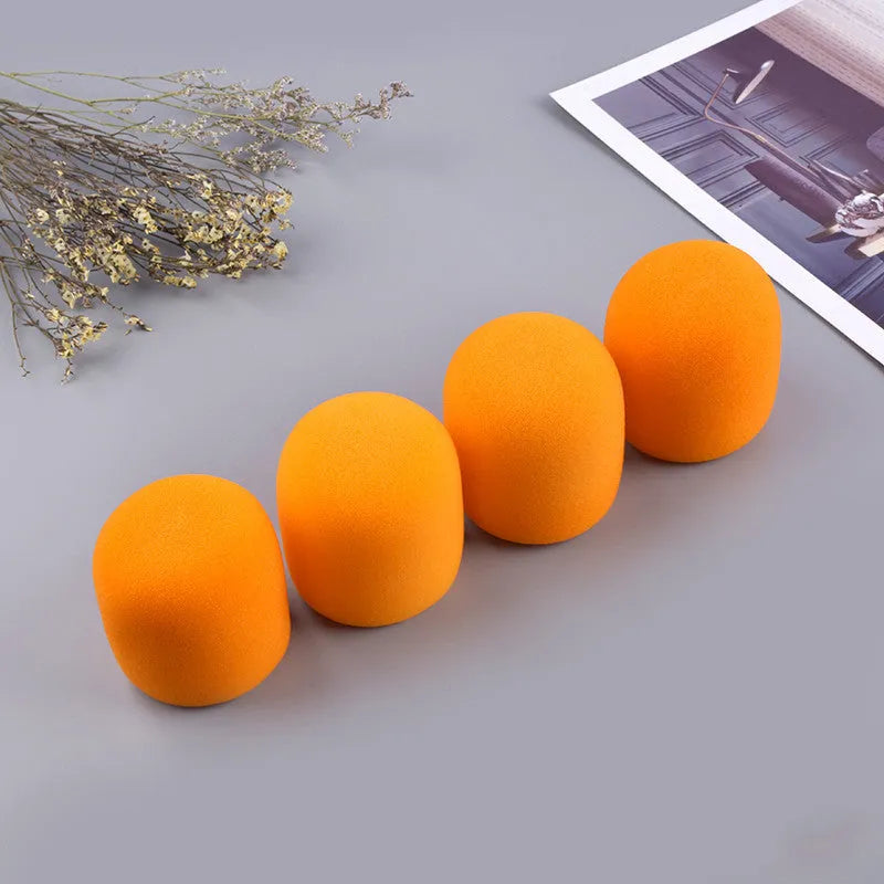Pack of 4 multicoloured foam microphone cover sponges for ball shaped handheld stage mics in blue grey orange purple red wine red and yellow