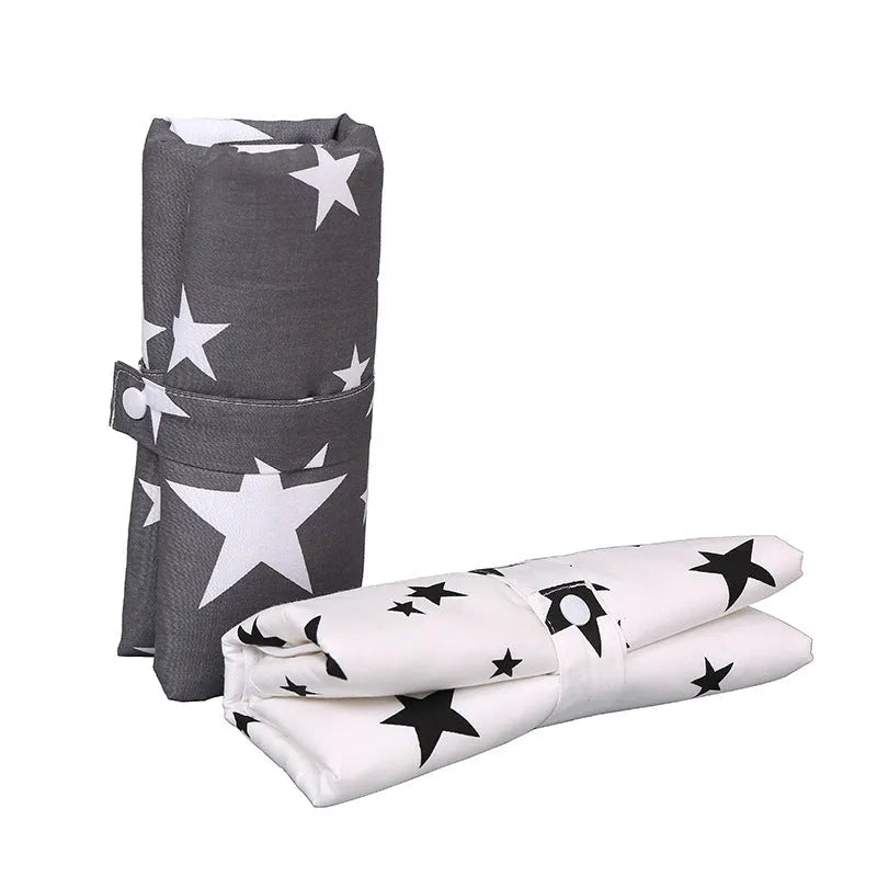 Baby cotton portable diaper changing pad in flat view, 35x60cm, waterproof and urine-proof with foldable button
