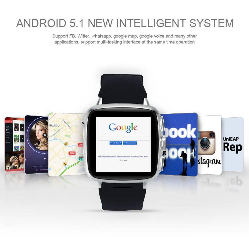Z01 smart watch with 1.54 inch touch screen shown in black and white colour options