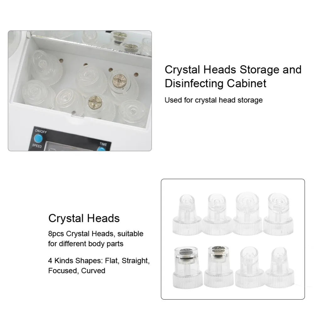 Portable oxygen spray hydro jet machine for blackhead removal and skin rejuvenation, 26cm size, with bottles and crystal heads.