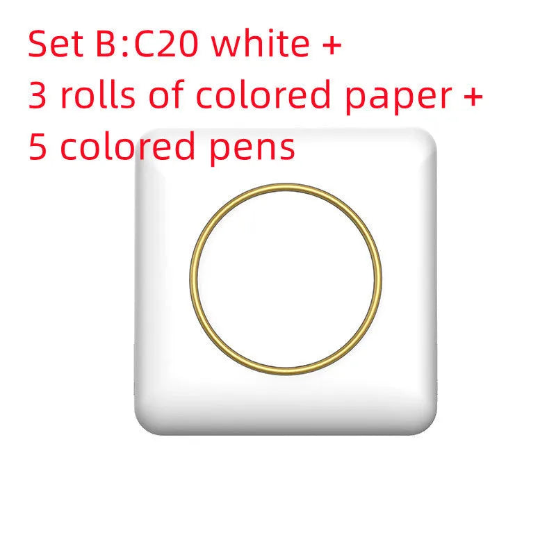 Mini C20 White thermal printer with Bluetooth and USB port, 80x80x35mm
