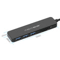 Black USB 2.0 and 3.0 hub card reader with 5 Gbps speed and 20cm cable