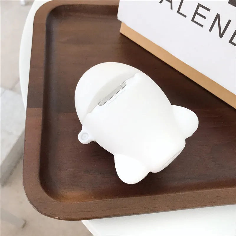 Cartoon aircraft headset design silicone flip case for Apple AirPods with hook accessory