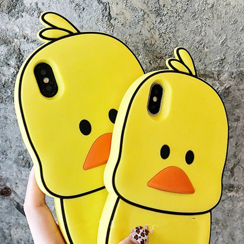 Green silicone iPhone case with cartoon animal design showing waterproof and drop protection features