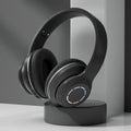 Gradient foldable wireless Bluetooth headset in blue with ear cushions and padded headband