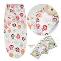 Cotton baby anti-startle swaddle wrap in blue with cartoon print, size 62x28 cm