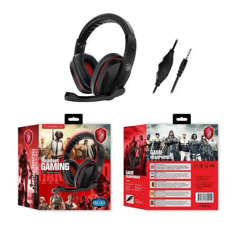 Black wired over-ear gaming headset for PC with 6.3mm plug and 40mm speakers.