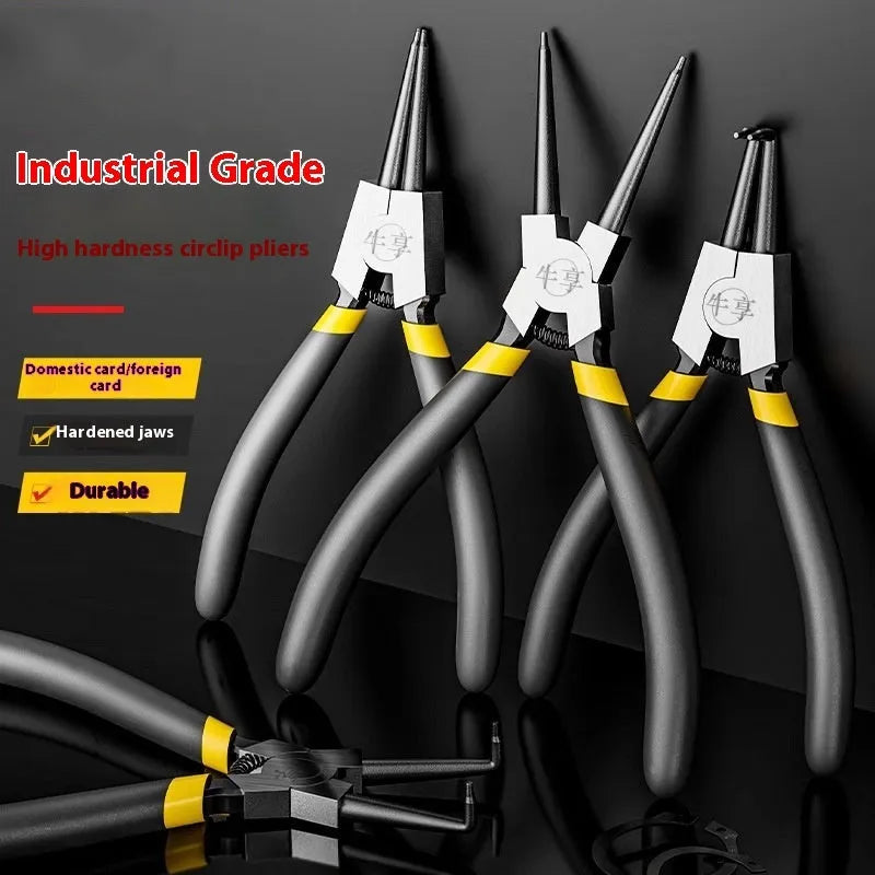 Boxed set of 4 industrial circlip pliers 7-inch high carbon steel for automotive repair