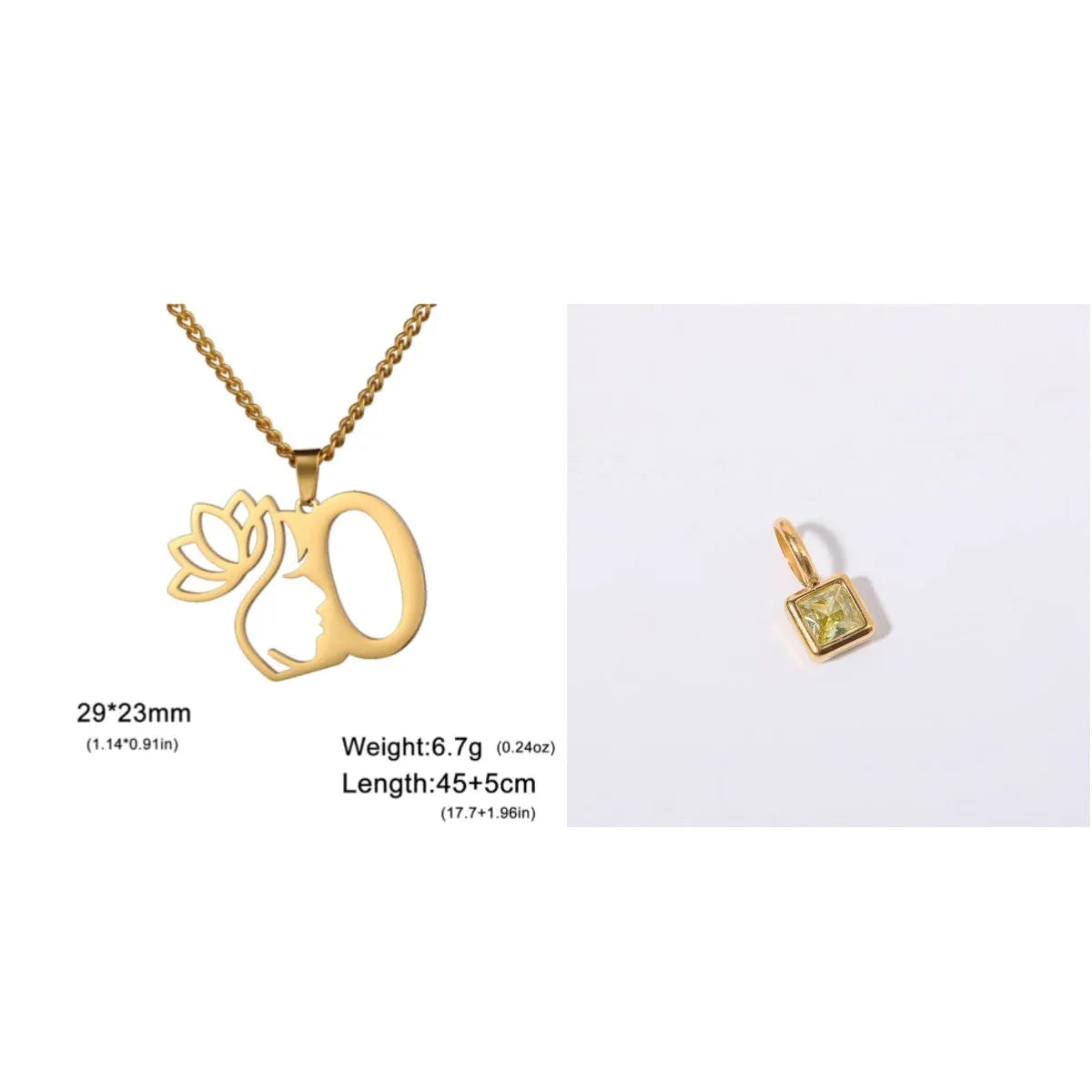 Stainless steel cross chain necklace with pendant in gold or silver electroplated finish