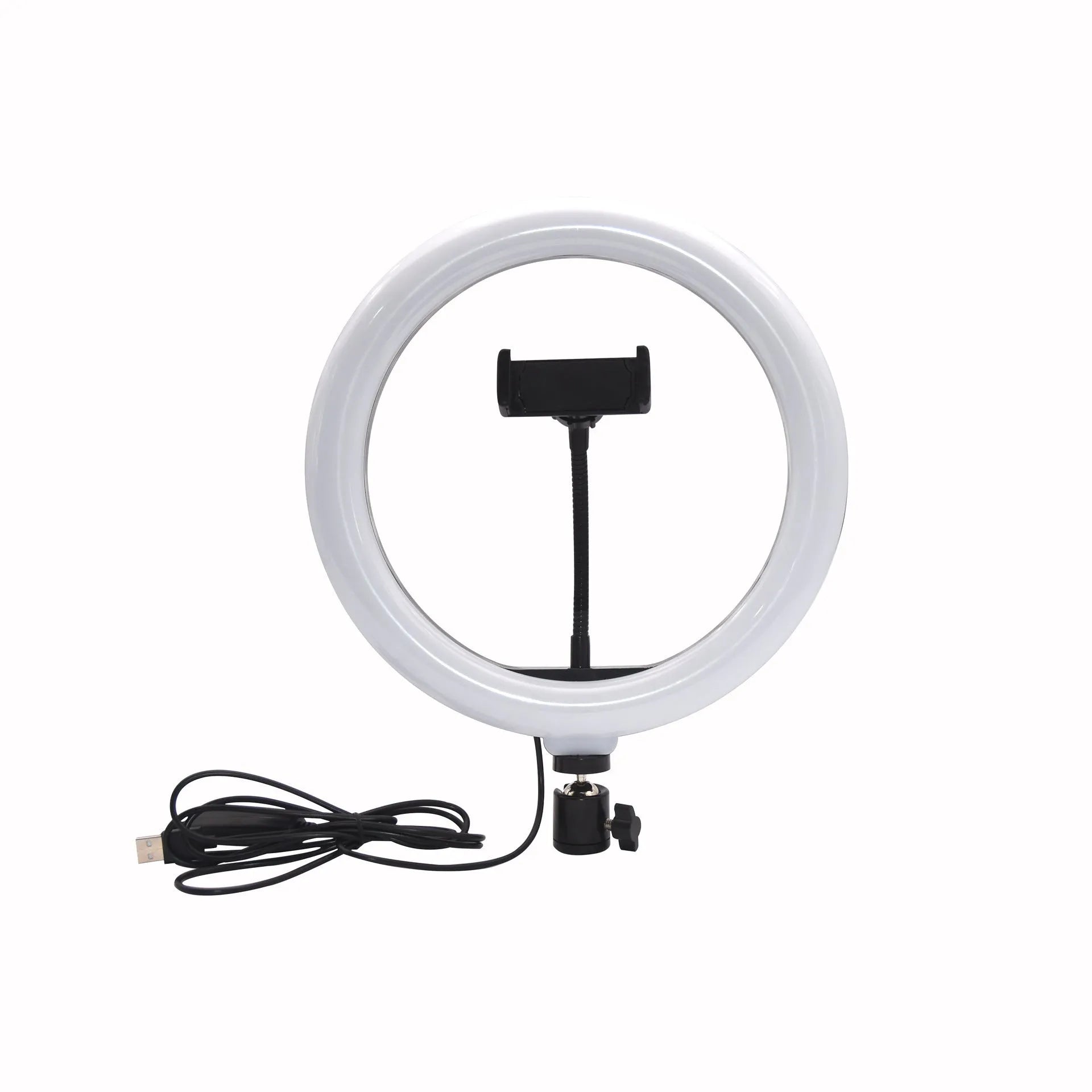 White metal desktop bracket fill light 10 inch 26 cm ring light with tripod and phone clip