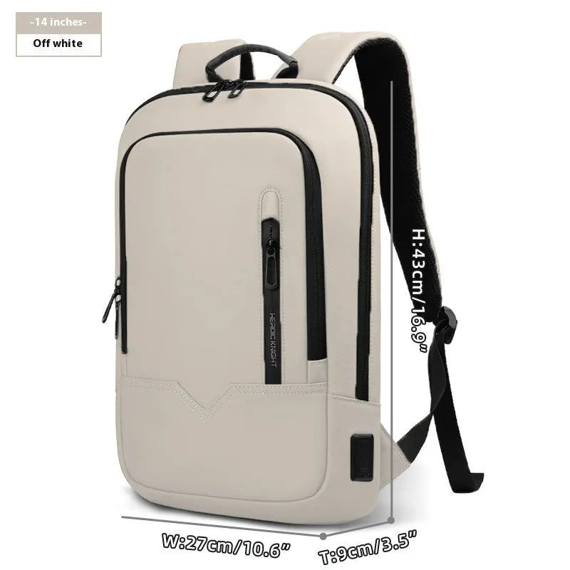 Small lightweight polyester commuter backpack with USB charging port in various colours