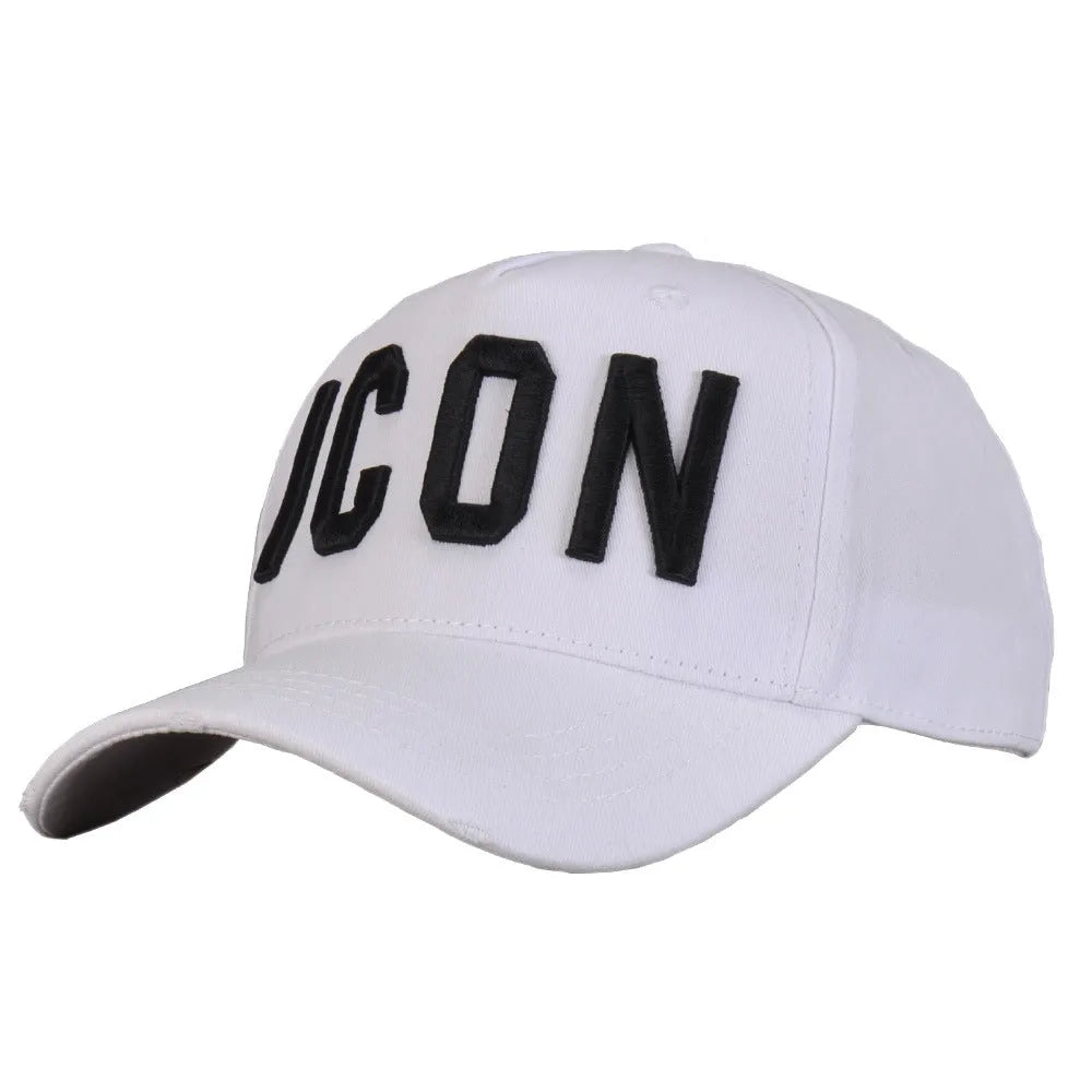 Cotton baseball cap with embroidered letters, dome top, available in black blue red colours