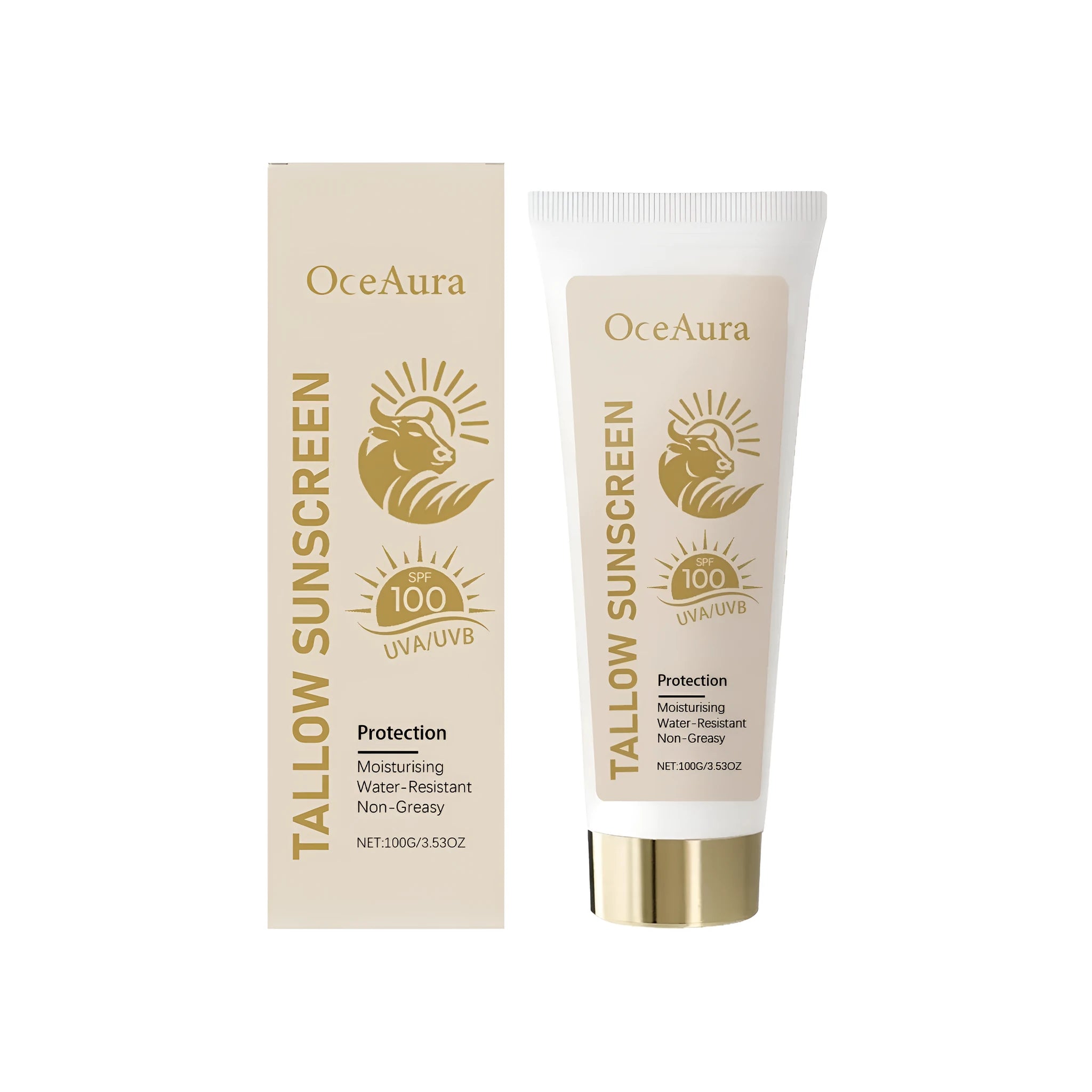 100g tube of cow fat moisturizing sunscreen with titanium dioxide and vitamin E