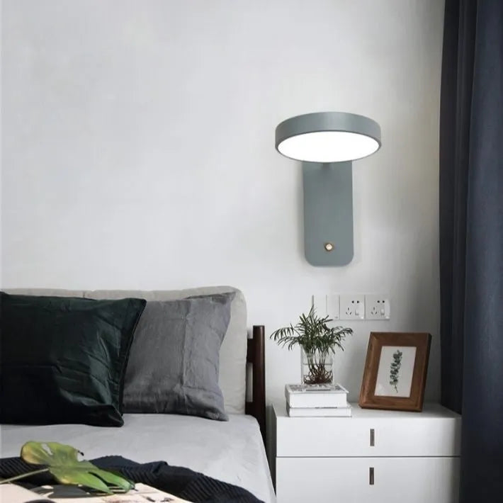 Nordic rotatable iron bedside lamp 26x25cm in gray finish