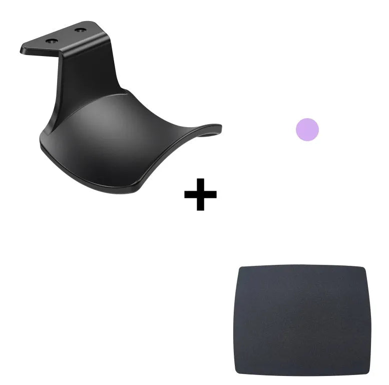 Universal non-perforated game handle wall hanging rack in black, white, or pink colour for organising controllers and headsets