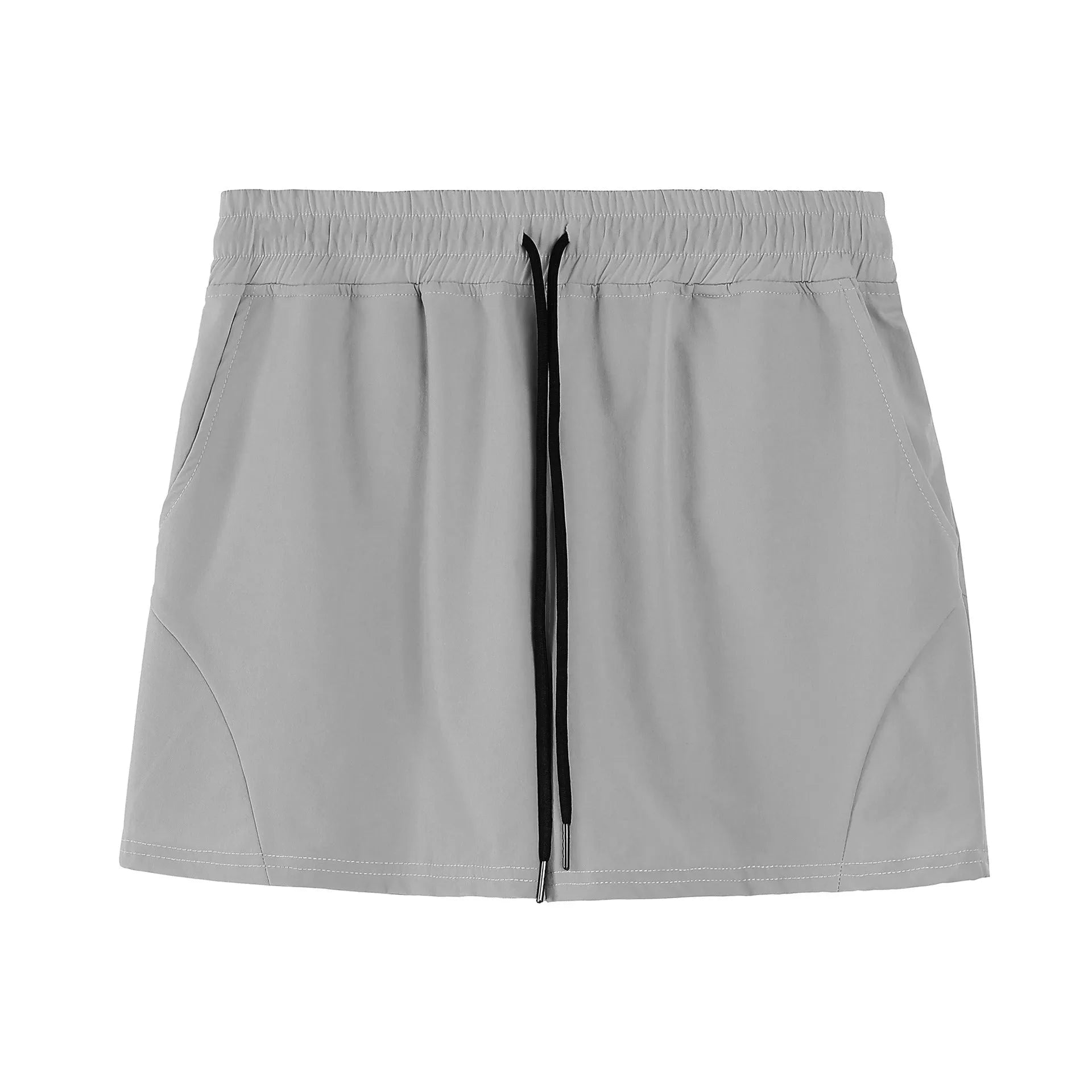 Men's thin polyester basketball shorts in apricot colour with elastic waistband.