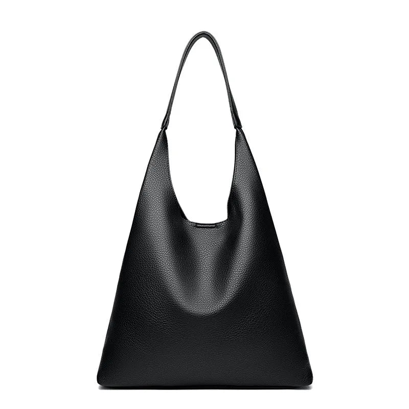Retro large capacity soft PU leather shoulder bag in caramel colour, horizontal square shape