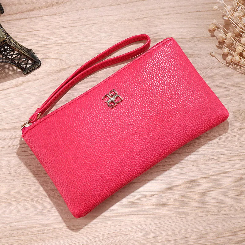 55cm long PU leather zipper handbag wallet in multiple colour options