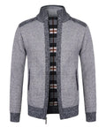 European size loose fit cotton blend dad cardigan for large size men in black front view