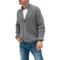 Men's solid colour zipper turtleneck cardigan sweater in acrylic with ribbed hem, available in six colours