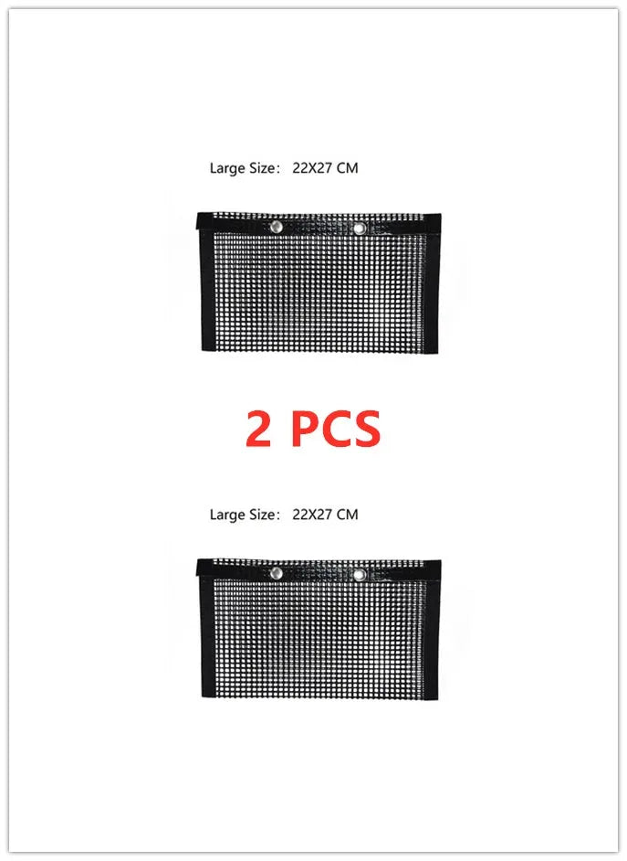 Reusable non-stick BBQ grill mesh bag on a grill with food, heat-resistant and food-safe