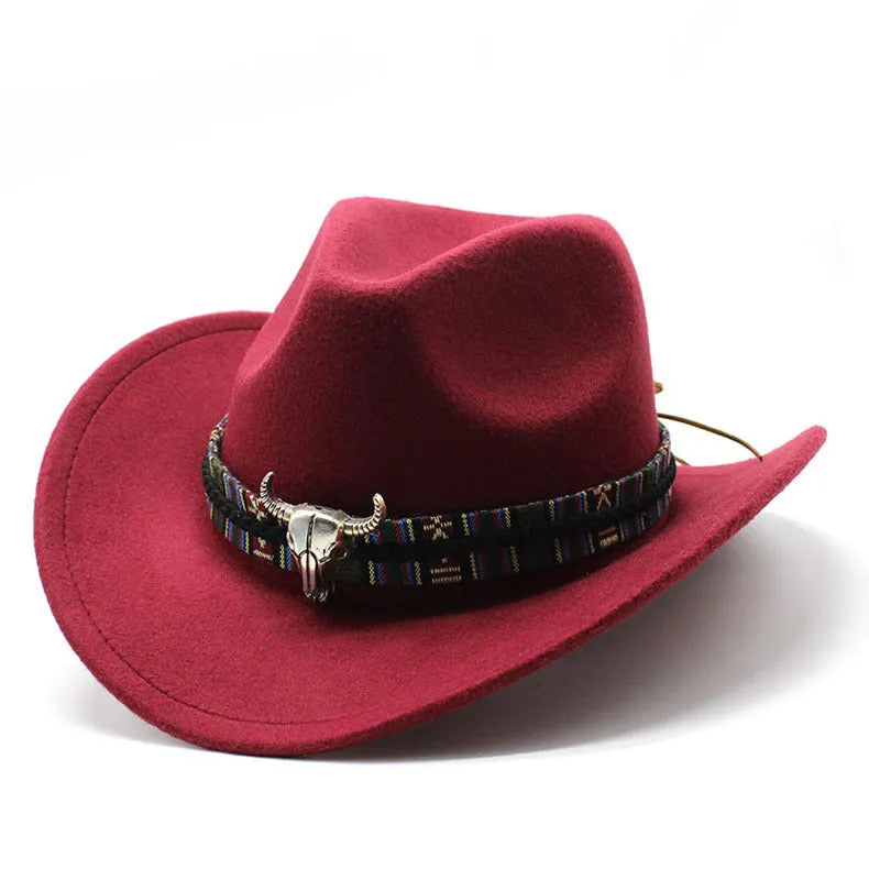A Western-style bell crown cowboy hat on a stand, shown in an army green colour.