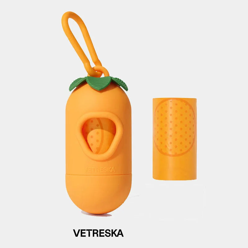 Thickened dog poo bag capsule with scented roll in strawberry, orange or cherry blossom style
